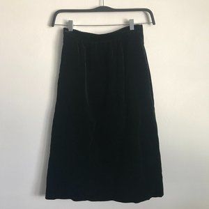 Vintage Black Velvet Midi Skirt